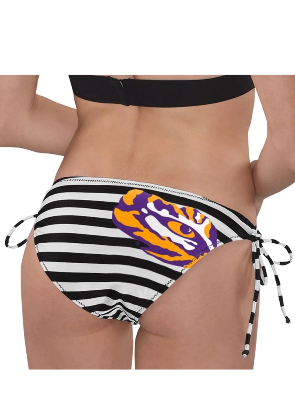 LSU Black & White Striped Side-Tie Bikini Bottom CARL BANKS HTF